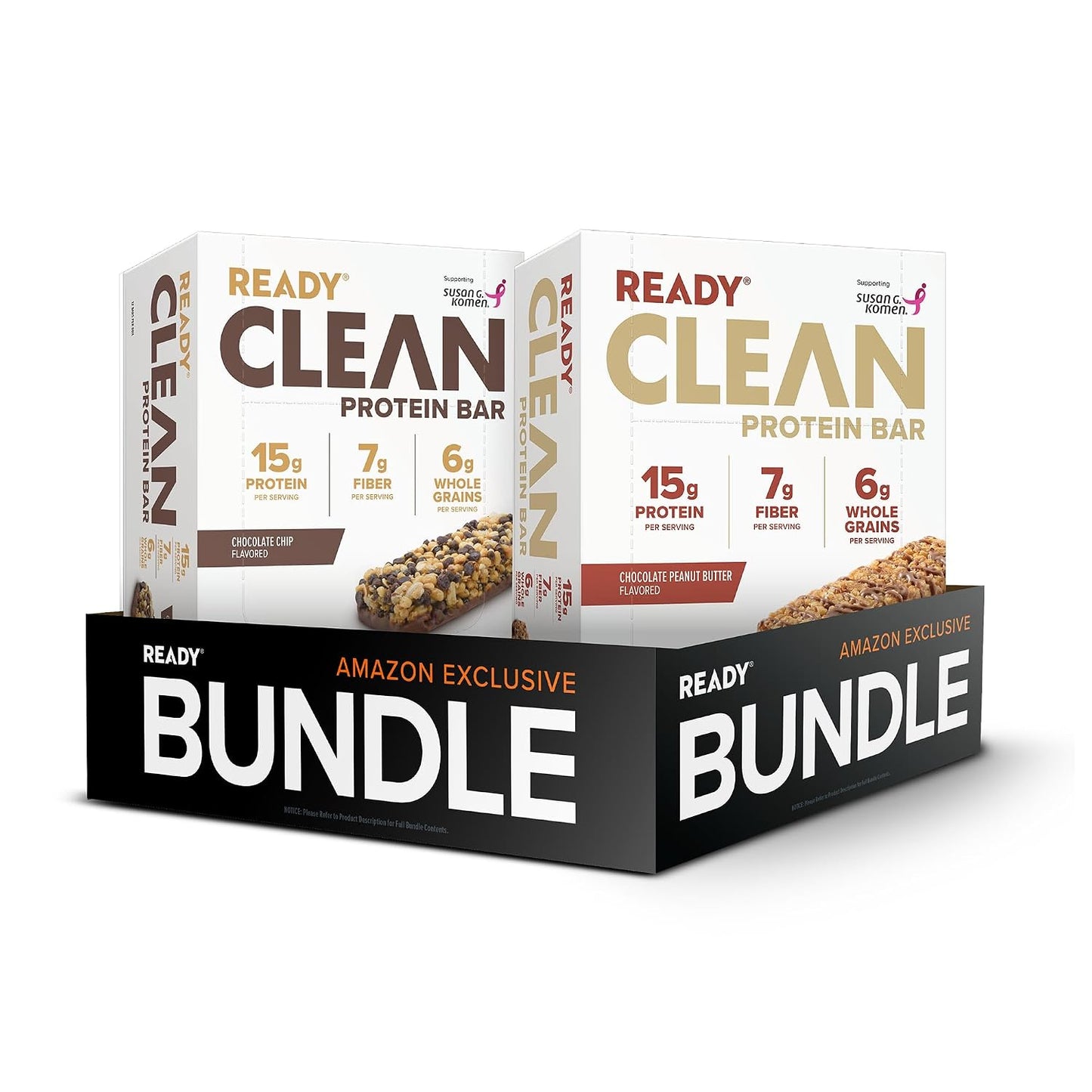 Ready Protein Bars Bundle, Chocolate Chip & Choc Peanut Butter, 24 Ct