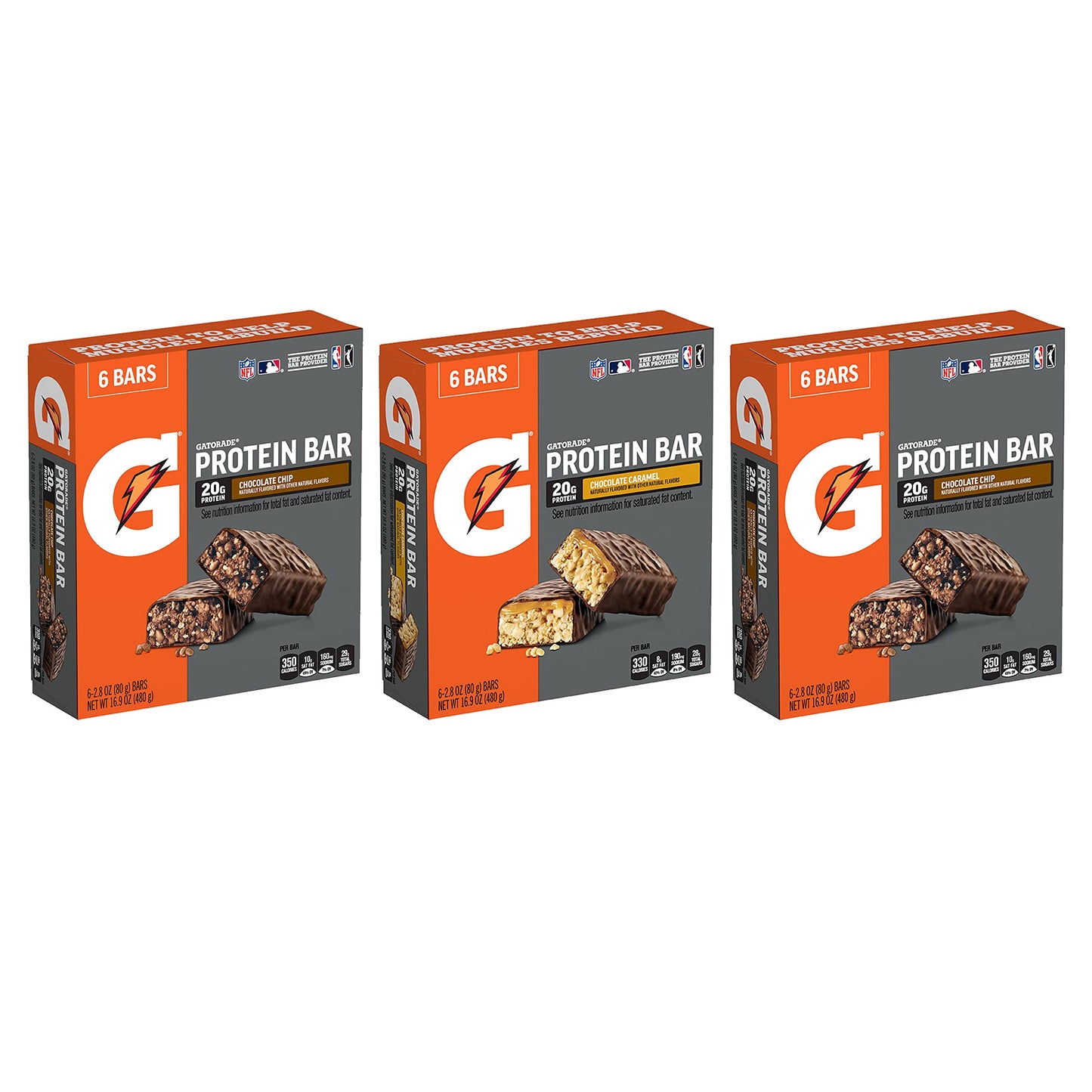 Gatorade Whey Protein Bars, Cookies & Crème, 2.8 oz bars (Pack of 12, 20g of protein per bar)