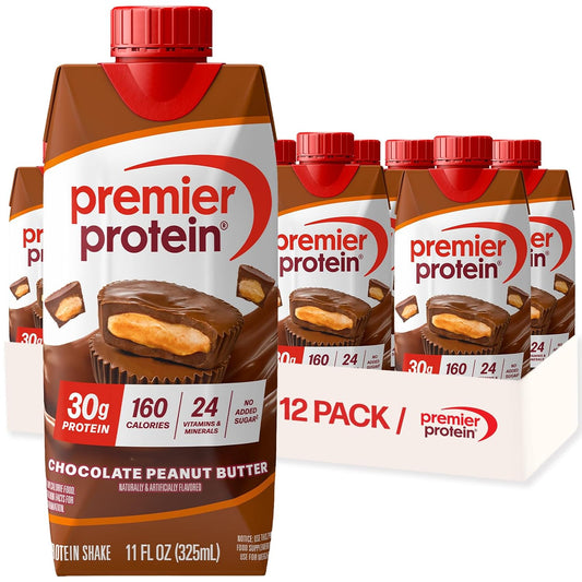 Premier Protein Shake, Liquid, Chocolate Peanut Butter, 30g Protein, Bottle, Gluten Free, 11 fl oz, 12 Pack