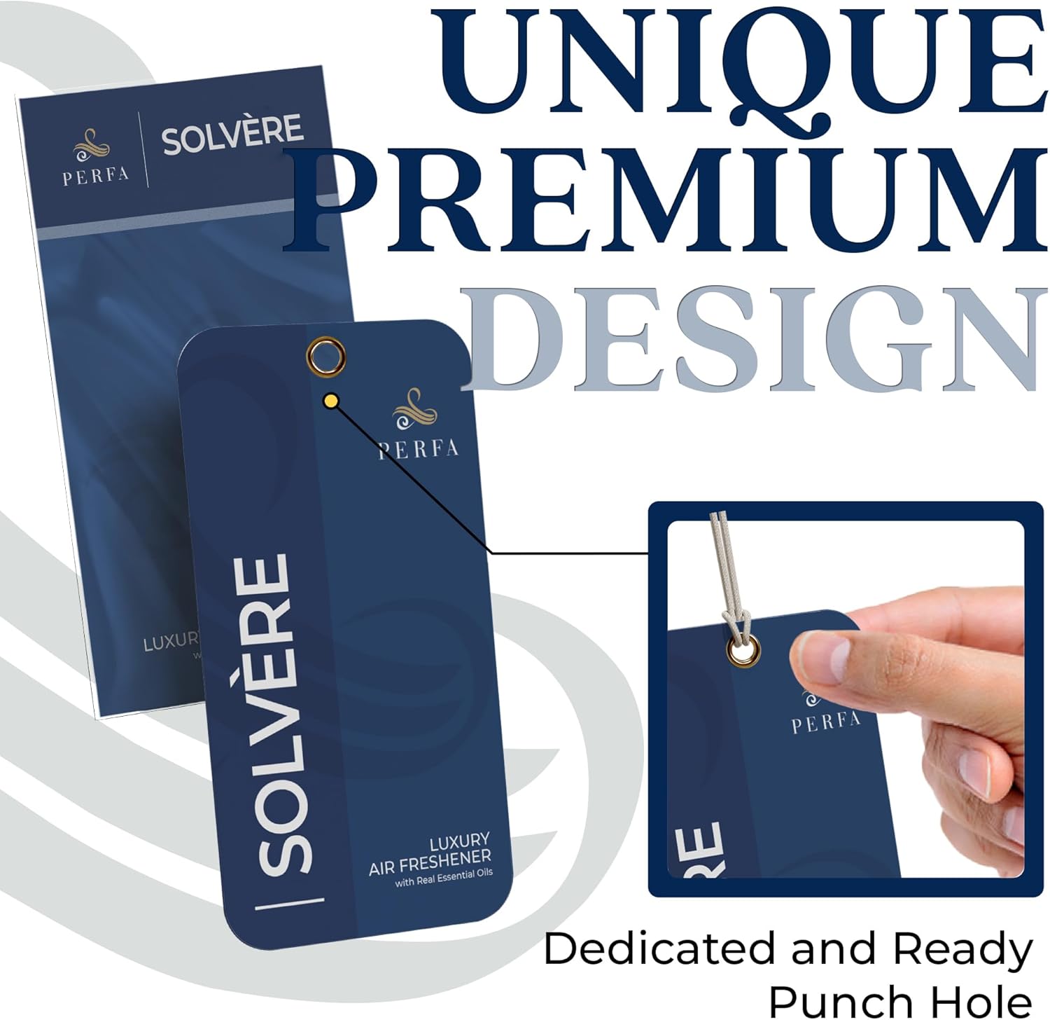 9PCS Solvère Disposable Air Fresheners for Men | Long Lasting Car Air Freshener Fragrance | Lasts for 2 Weeks | Strong Car Perfume with Odour Eliminating Technology | Solvère by Perfa