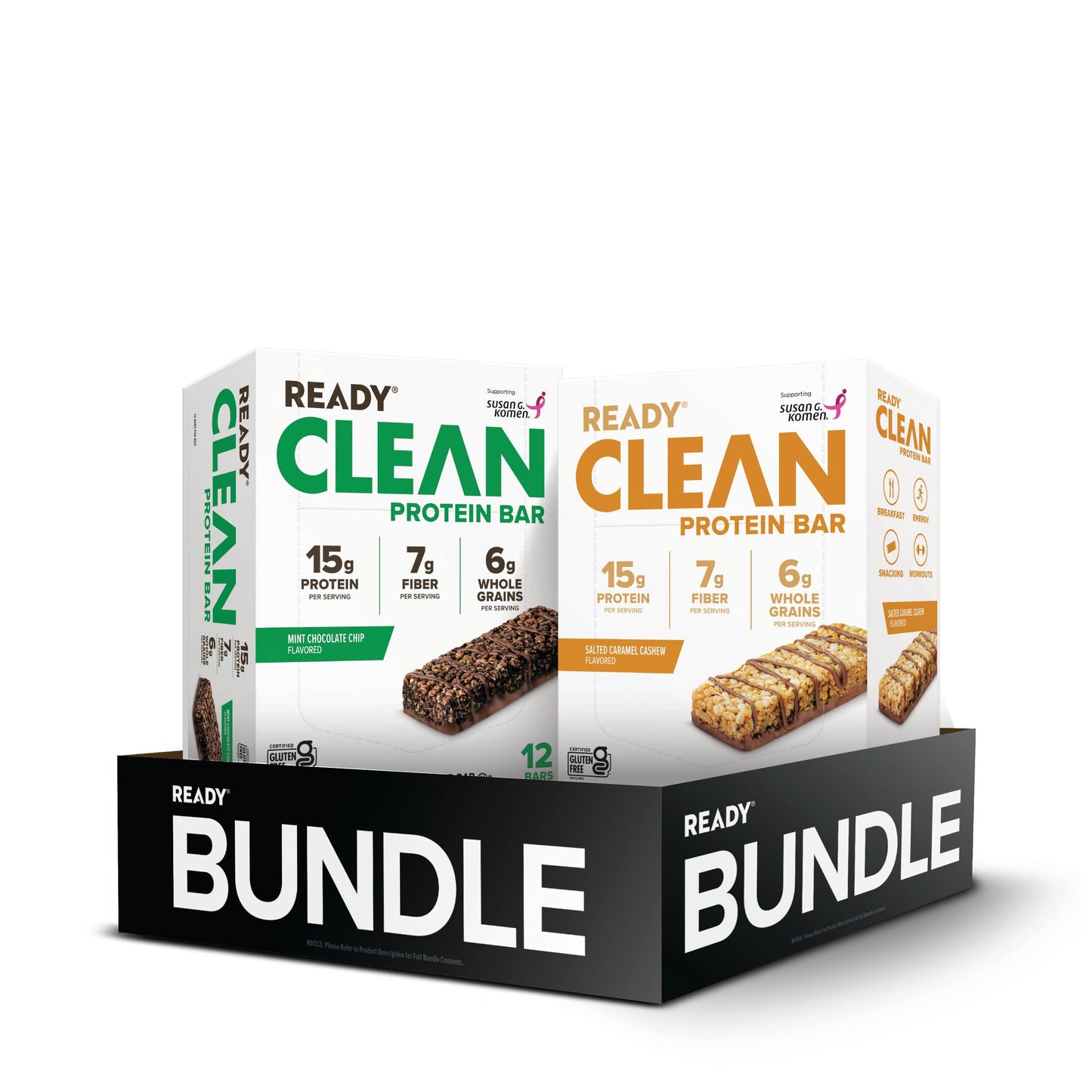Ready Protein Bars Bundle, Chocolate Chip & Choc Peanut Butter, 24 Ct