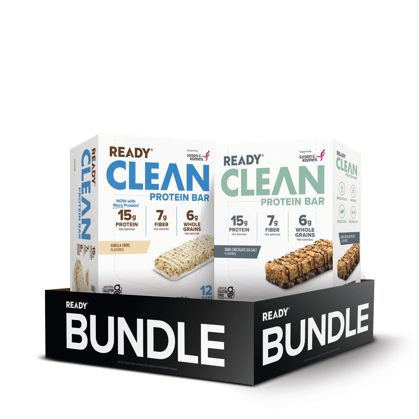 Ready Protein Bars Bundle, Chocolate Chip & Choc Peanut Butter, 24 Ct