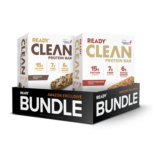 Ready Protein Bars Bundle, Chocolate Chip & Choc Peanut Butter, 24 Ct