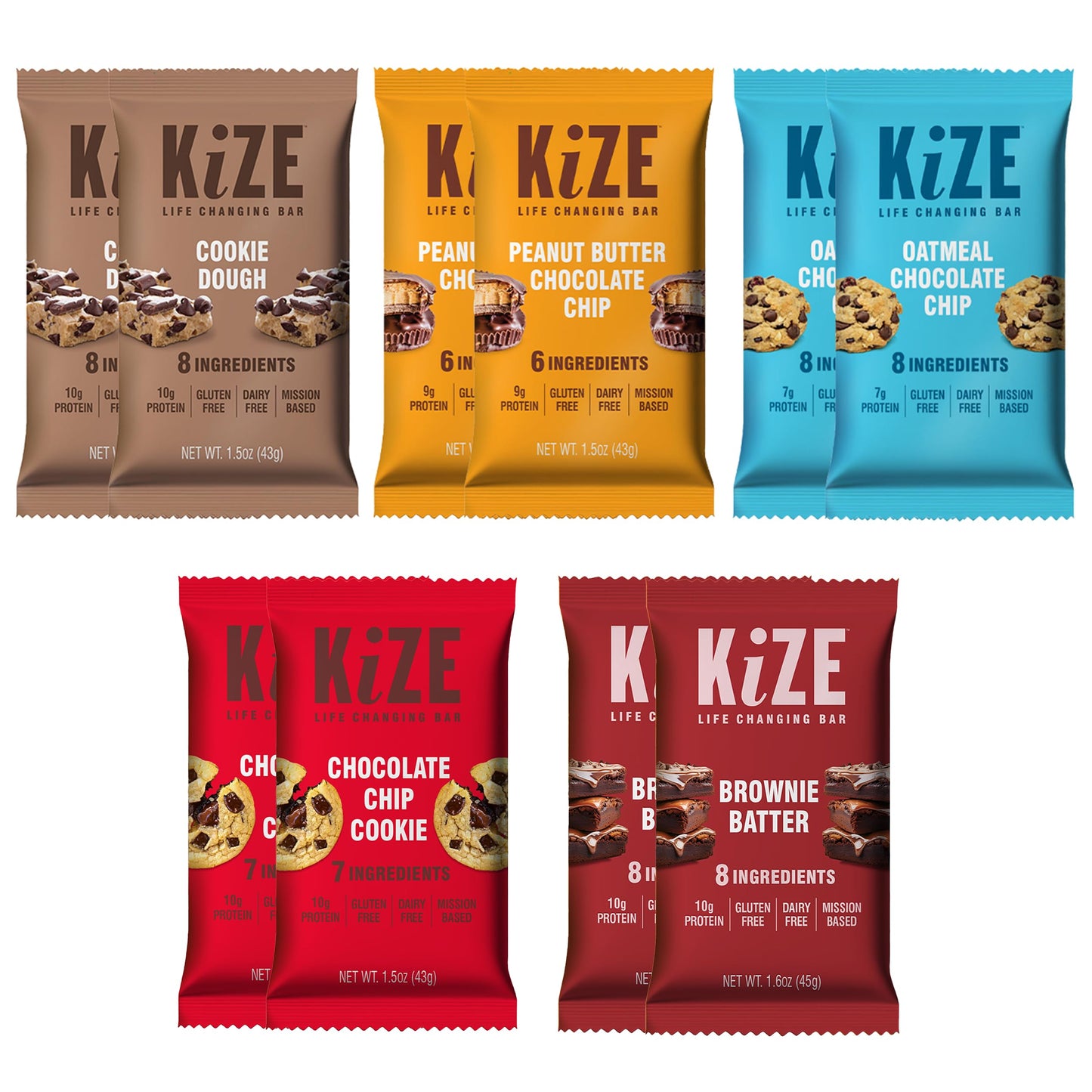 KiZE Energy Bars - Best Sellers Variety Pack - 30-Count -Gluten Free, Dairy Free Options, Non-GMO, and High Protein Meal Replacement Energy Bars, Clean and Simple Food Ingredients - 7-10g High Protein Snacks (30 Count)