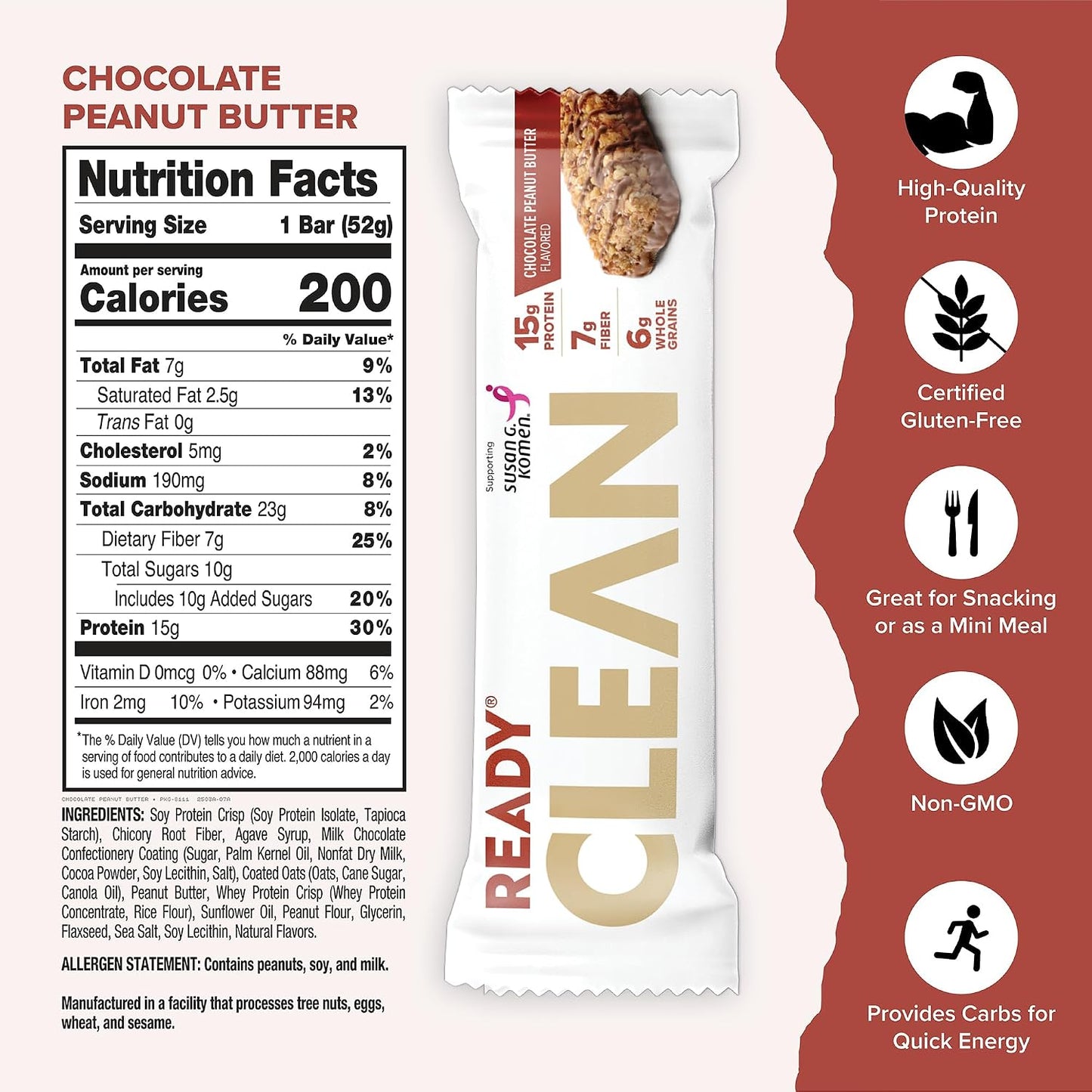 Ready Protein Bars Bundle, Chocolate Chip & Choc Peanut Butter, 24 Ct