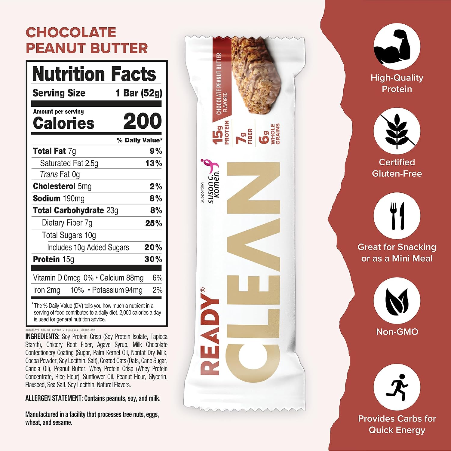 Ready Protein Bars Bundle, Chocolate Chip & Choc Peanut Butter, 24 Ct