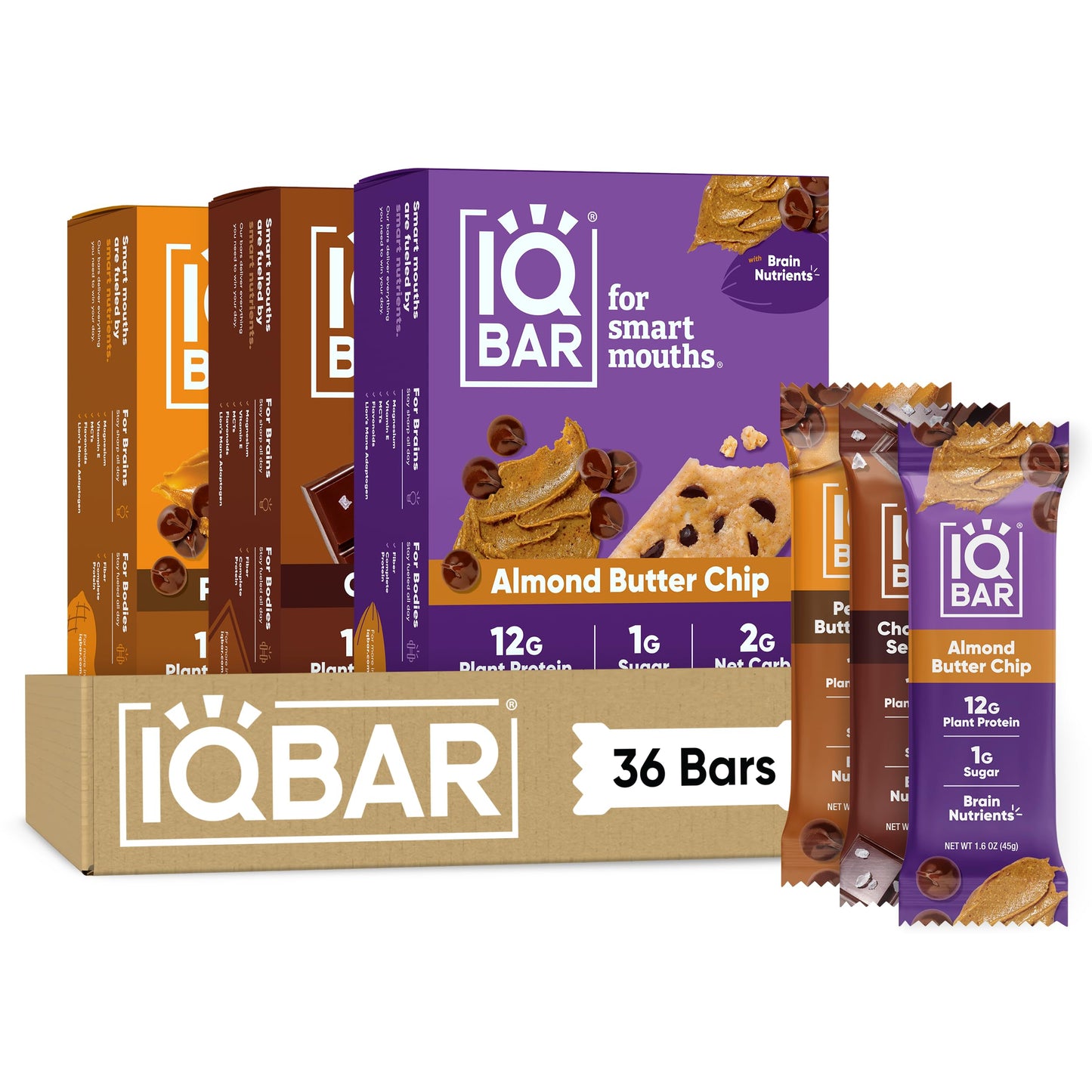 IQBAR Clean Protein Bars, Low Sugar Keto, Chocolate Variety Pack 12-Count