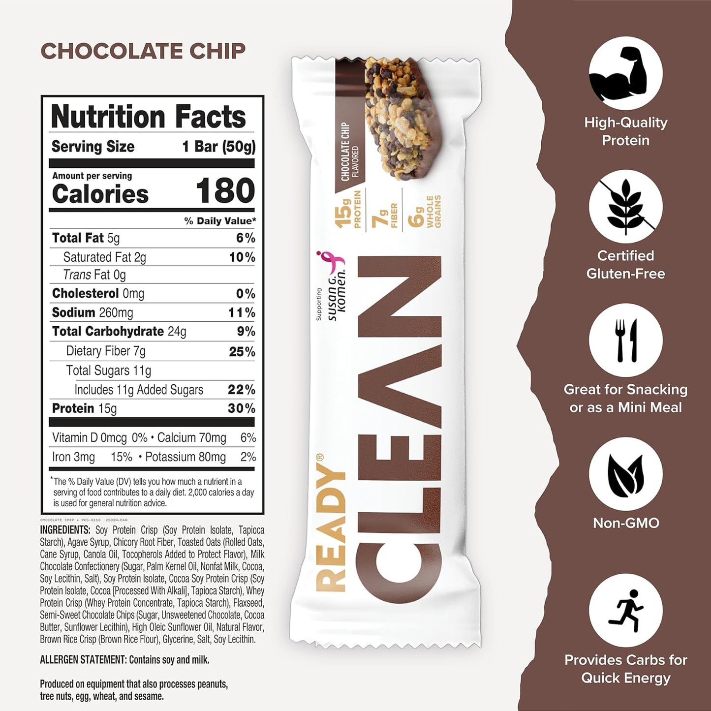 Ready Protein Bars Bundle, Chocolate Chip & Choc Peanut Butter, 24 Ct