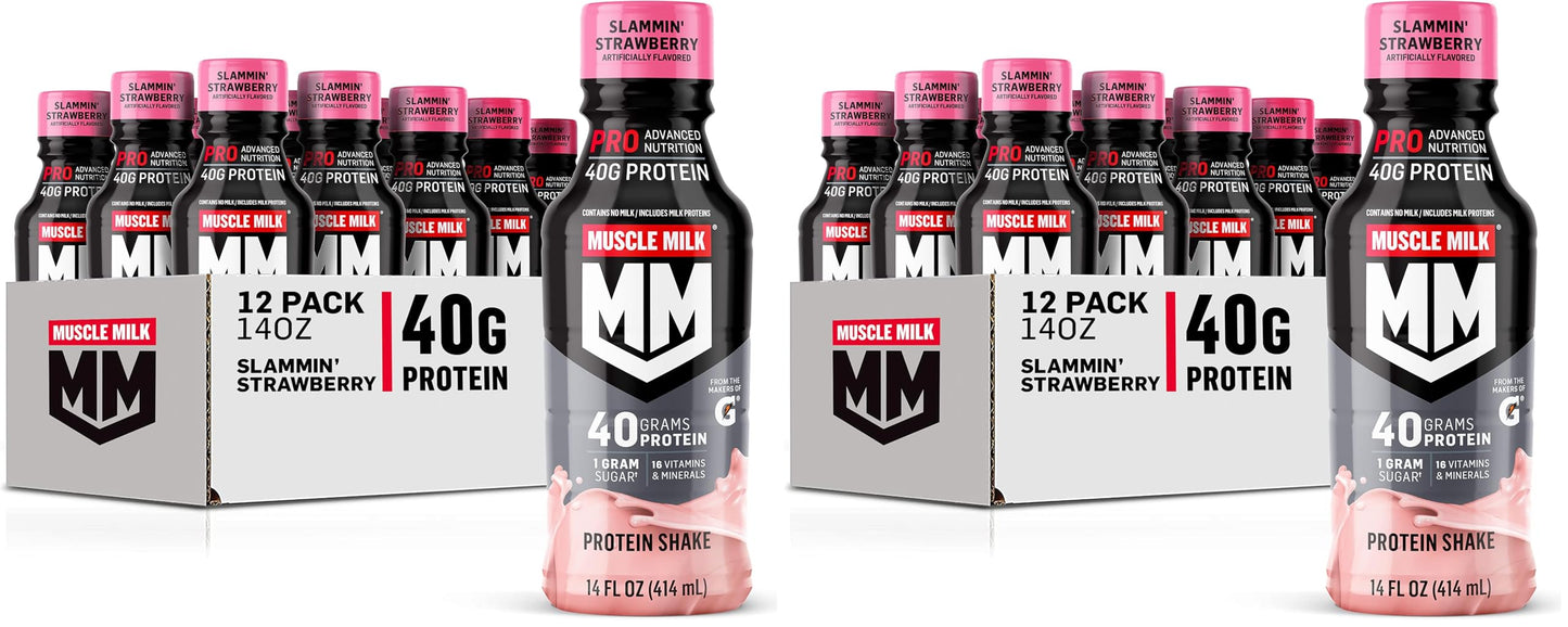 Muscle Milk Pro Advanced Nutrition Protein Shake, Intense Vanilla, 14 Fl Oz Bottle, 12 Pack, 40g Protein, 1g Sugar, 16 Vitamins & Minerals, 6g Fiber, Workout Recovery, Packaging May Vary