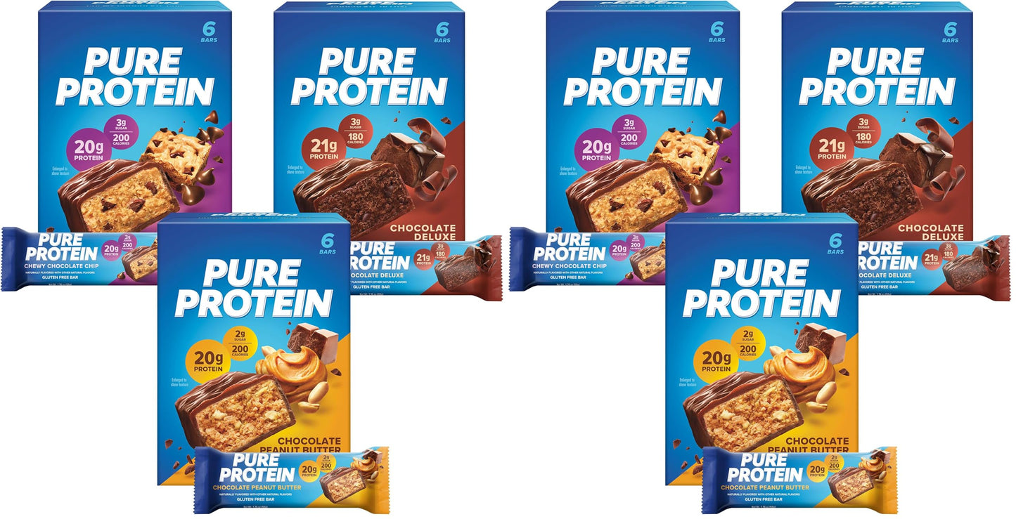 Pure Protein Variety Pack Protein Bars, 20g-21g Protein, Gluten Free, 18 Ct