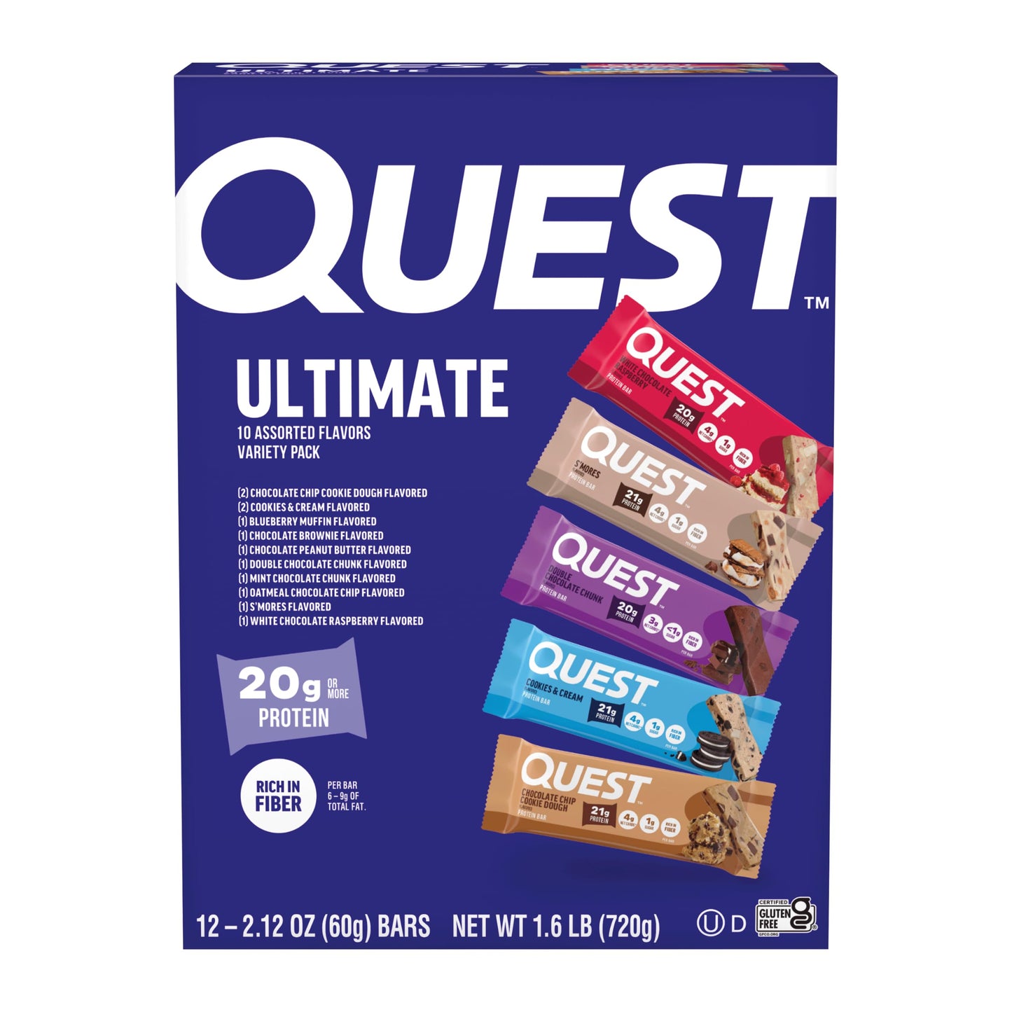 Quest Nutrition Apple Pie Protein Bar, 20g Protein, 13g Fiber, 12 Count
