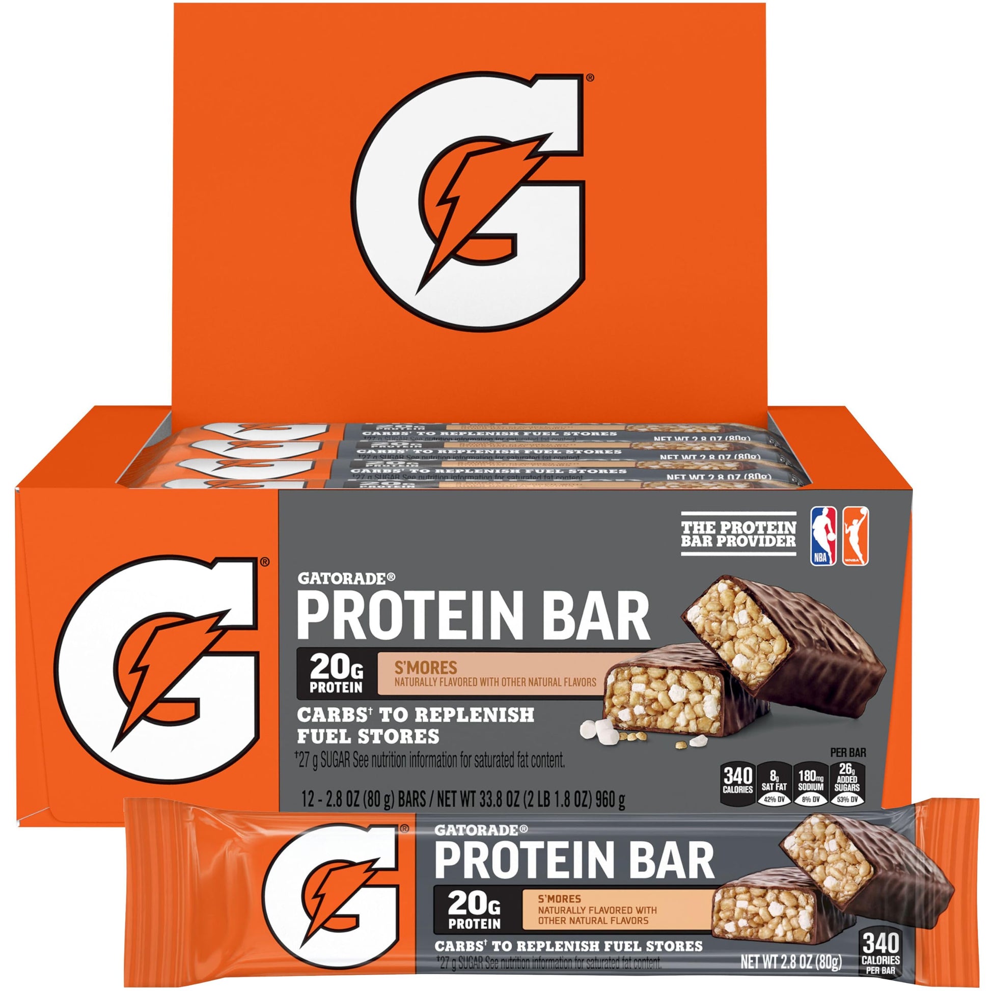 Gatorade Whey Protein Bars, Cookies & Crème, 2.8 oz bars (Pack of 12, 20g of protein per bar)