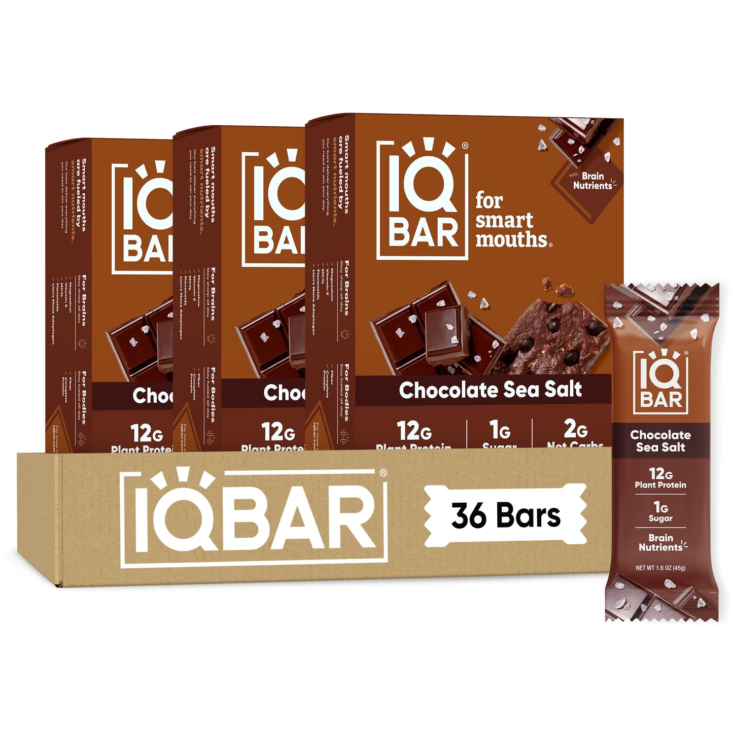 IQBAR Clean Protein Bars, Low Sugar Keto, Chocolate Variety Pack 12-Count