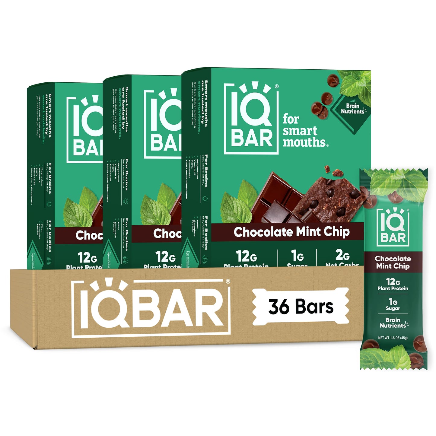 IQBAR Clean Protein Bars, Low Sugar Keto, Chocolate Variety Pack 12-Count