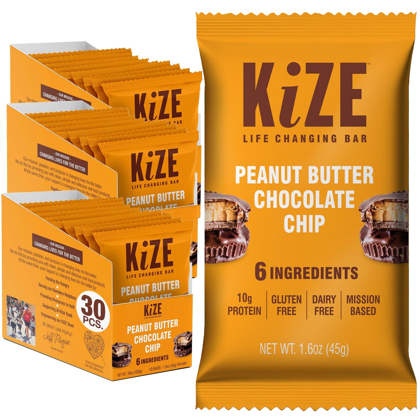 KiZE Energy Bars - Best Sellers Variety Pack - 30-Count -Gluten Free, Dairy Free Options, Non-GMO, and High Protein Meal Replacement Energy Bars, Clean and Simple Food Ingredients - 7-10g High Protein Snacks (30 Count)