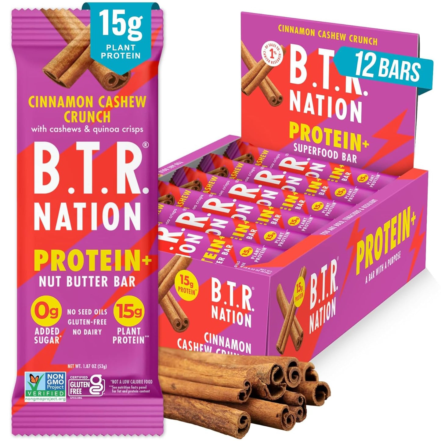 B.T.R Nation - Superfood Protein Bar Dark Chocolate - Vegan - 12 Bars