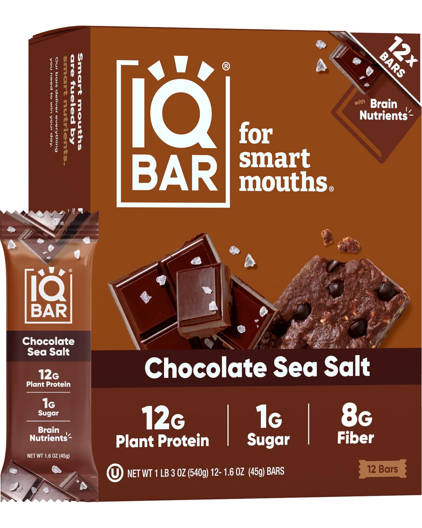 IQBAR Clean Protein Bars, Low Sugar Keto, Chocolate Variety Pack 12-Count