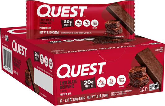 Quest Nutrition Chocolate Brownie Protein Bar, 20g Protein, 12 Count