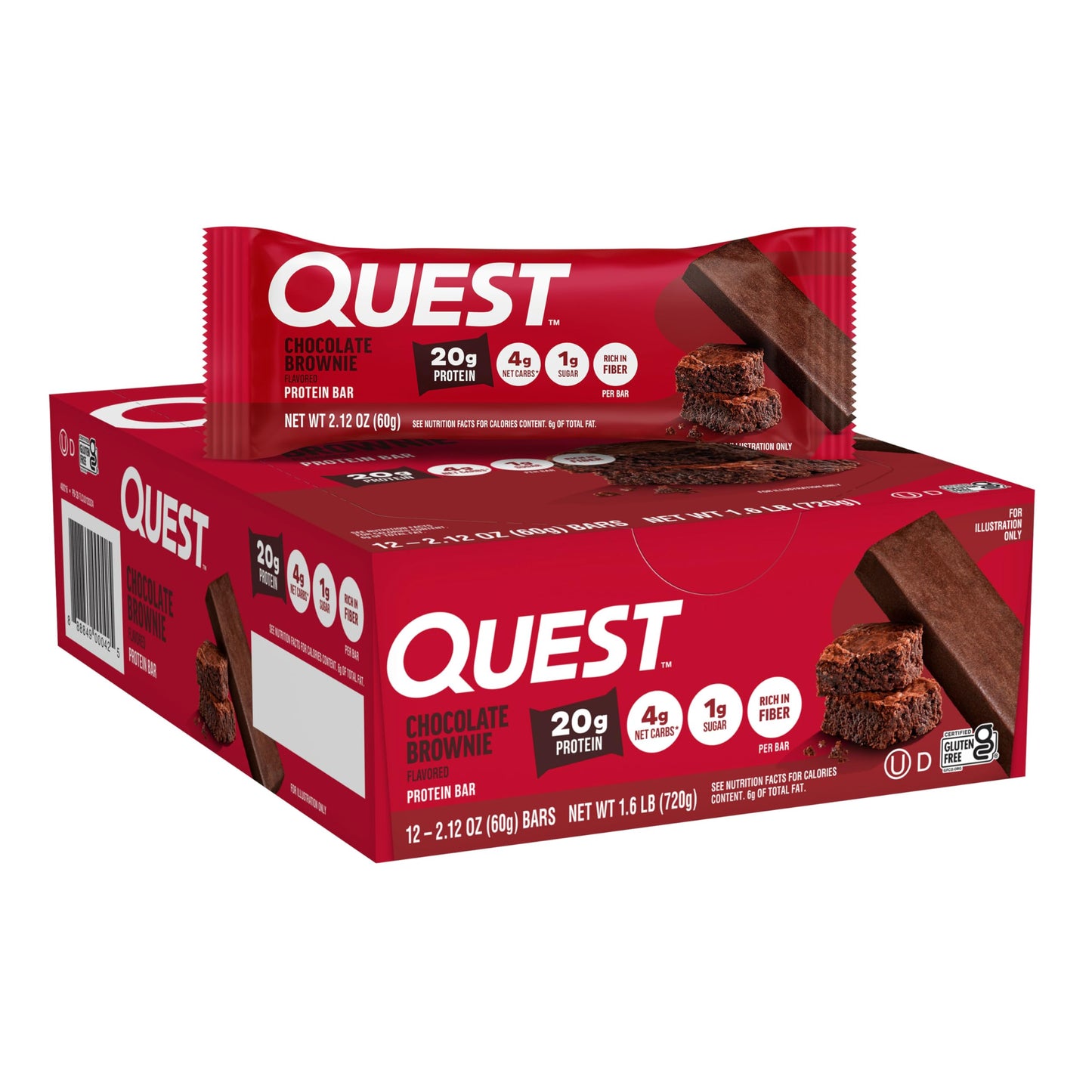 Quest Nutrition Chocolate Brownie Protein Bar, 20g Protein, 12 Count