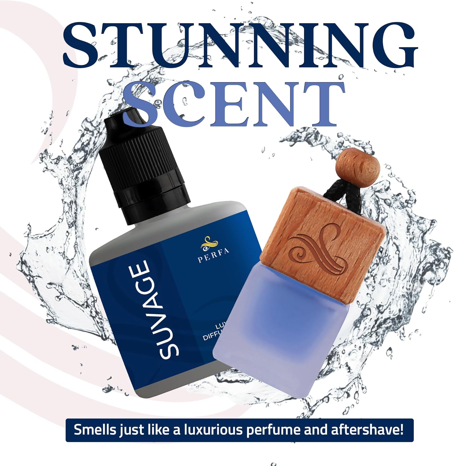 Solvère Gift Set with Refill Bottle | Automotive Air Fresheners with Solvère Fragrance | Strong Car Perfume | Odour Eliminating Car Air Fresheners by Perfa
