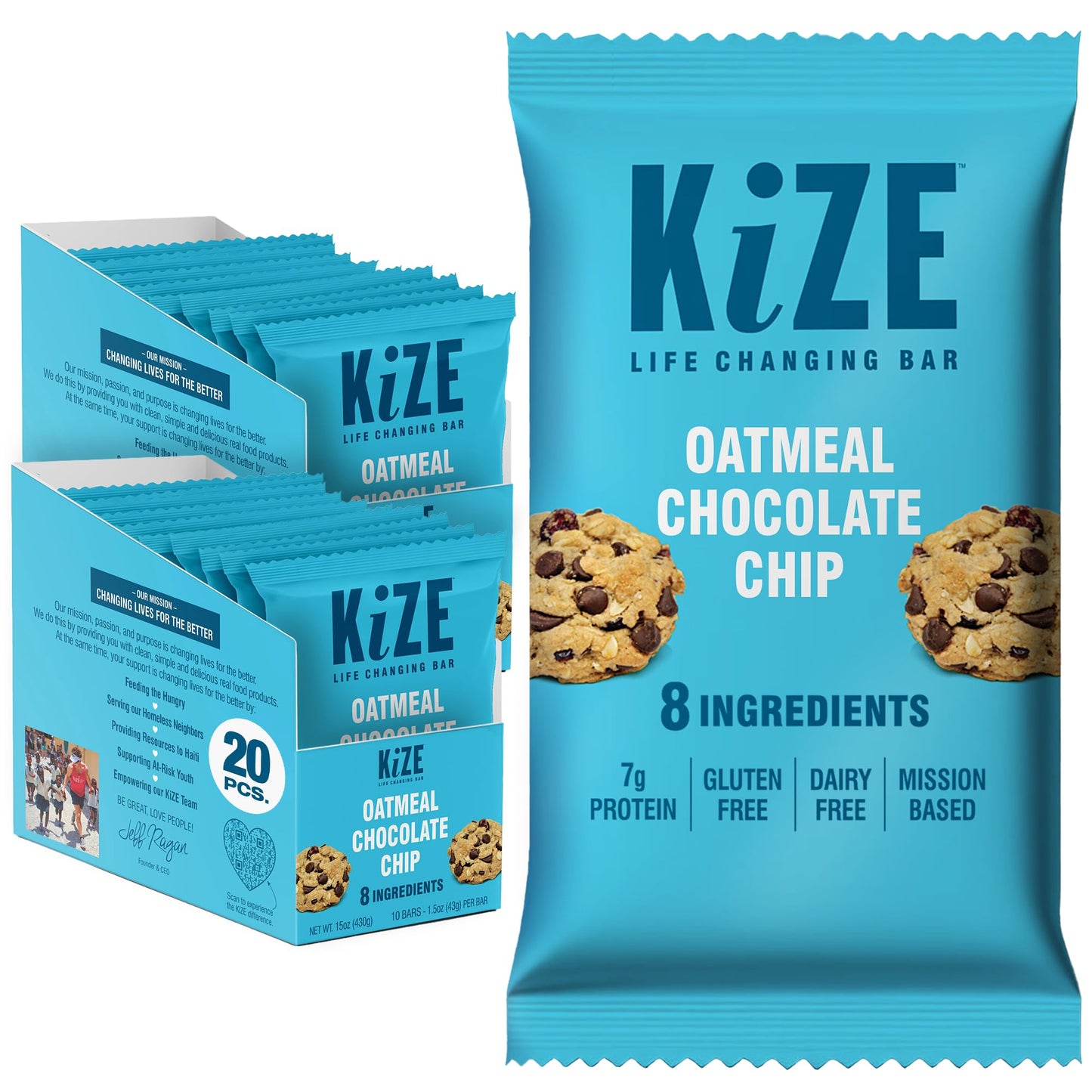 KiZE Energy Bars - Best Sellers Variety Pack - 30-Count -Gluten Free, Dairy Free Options, Non-GMO, and High Protein Meal Replacement Energy Bars, Clean and Simple Food Ingredients - 7-10g High Protein Snacks (30 Count)