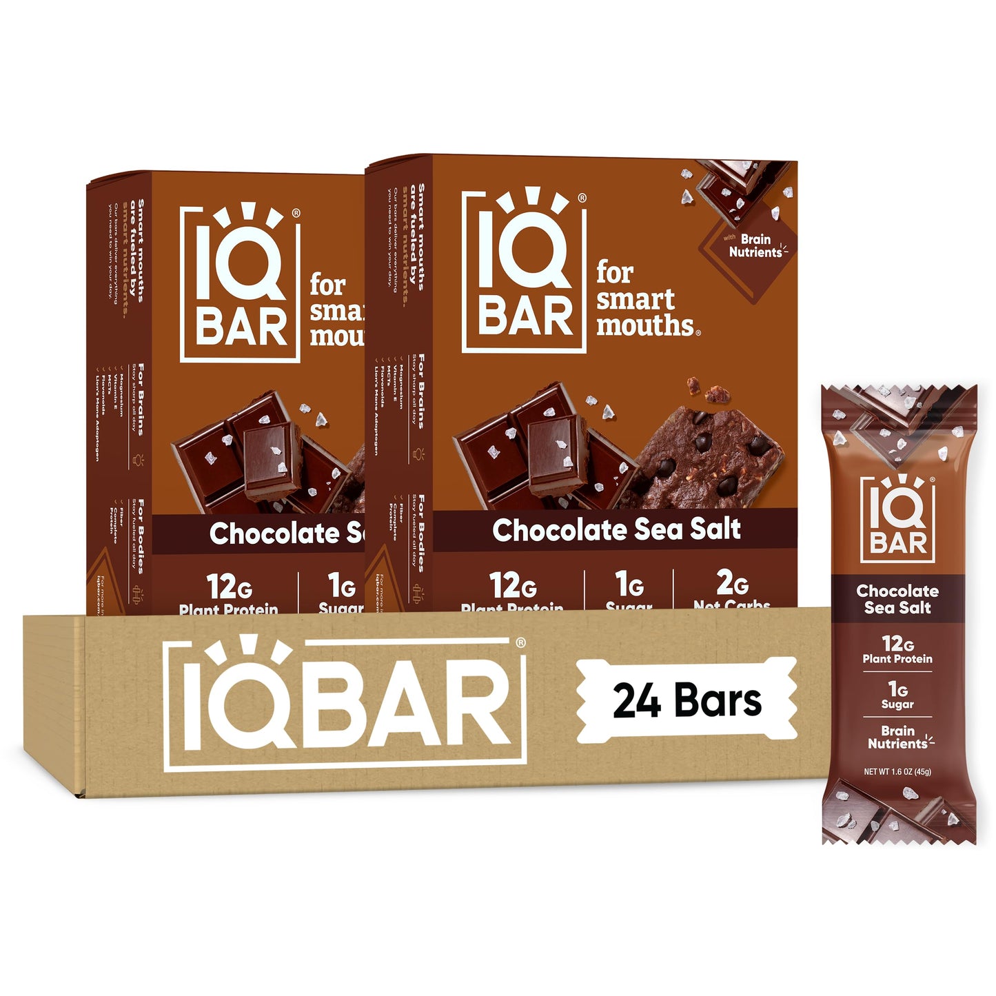 IQBAR Clean Protein Bars, Low Sugar Keto, Chocolate Variety Pack 12-Count