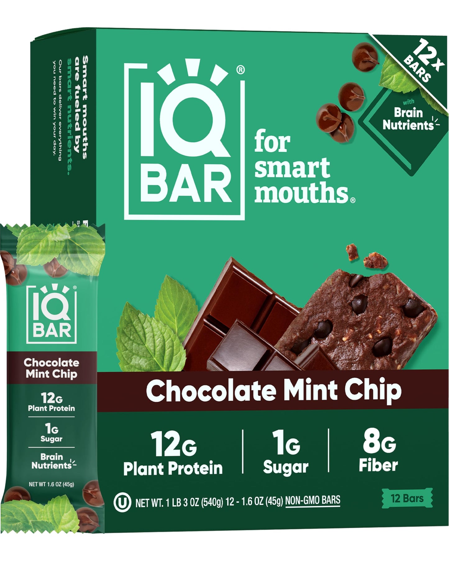 IQBAR Clean Protein Bars, Low Sugar Keto, Chocolate Variety Pack 12-Count