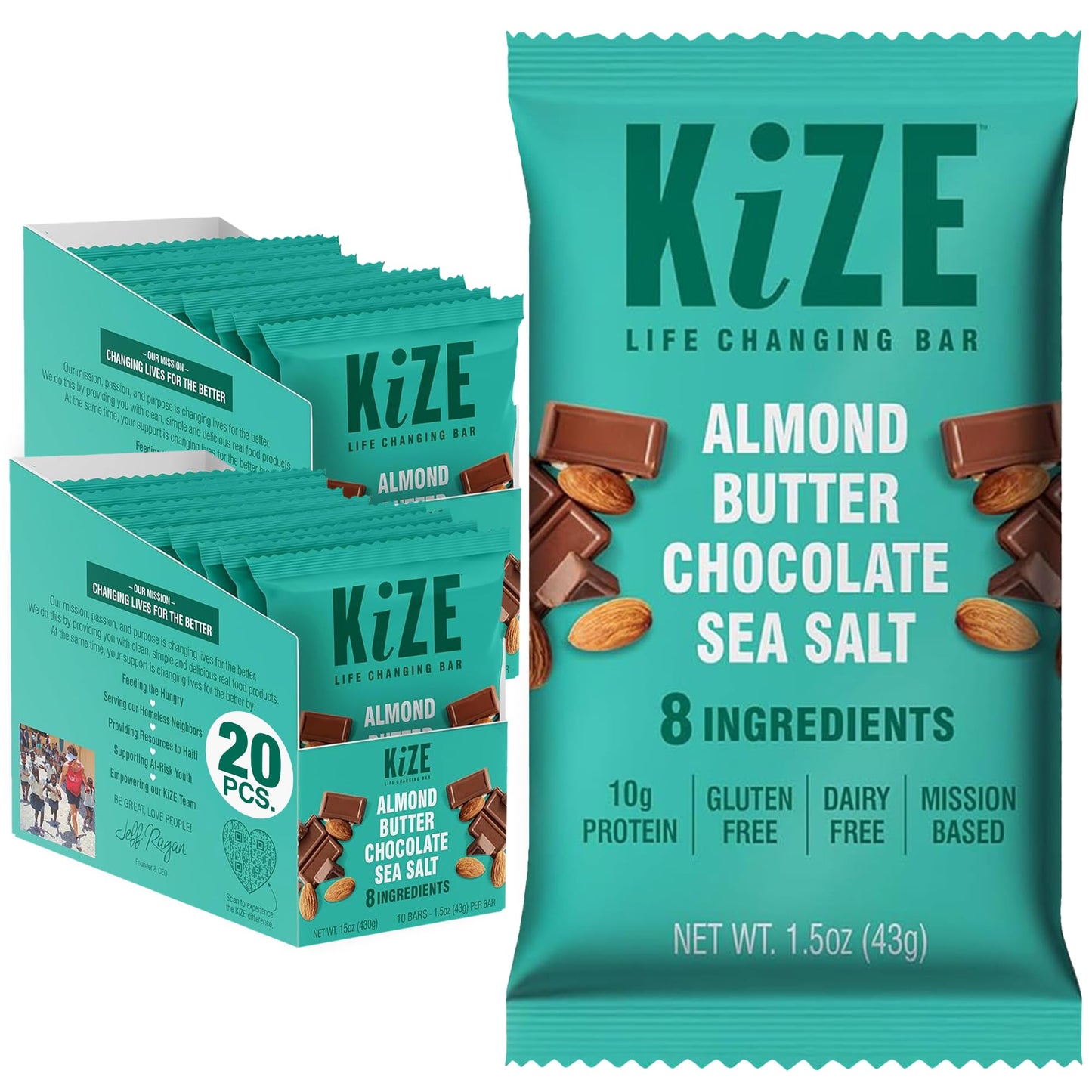 KiZE Energy Bars - Best Sellers Variety Pack - 30-Count -Gluten Free, Dairy Free Options, Non-GMO, and High Protein Meal Replacement Energy Bars, Clean and Simple Food Ingredients - 7-10g High Protein Snacks (30 Count)