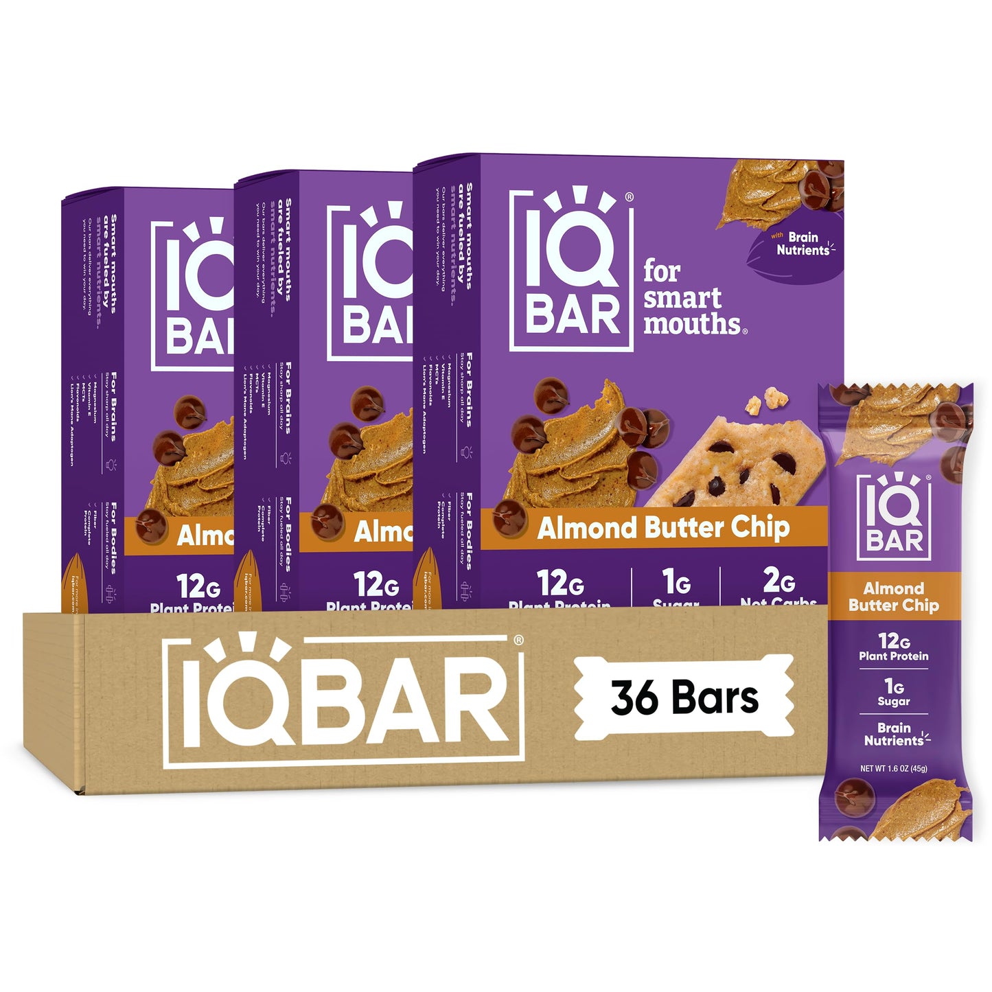 IQBAR Clean Protein Bars, Low Sugar Keto, Chocolate Variety Pack 12-Count