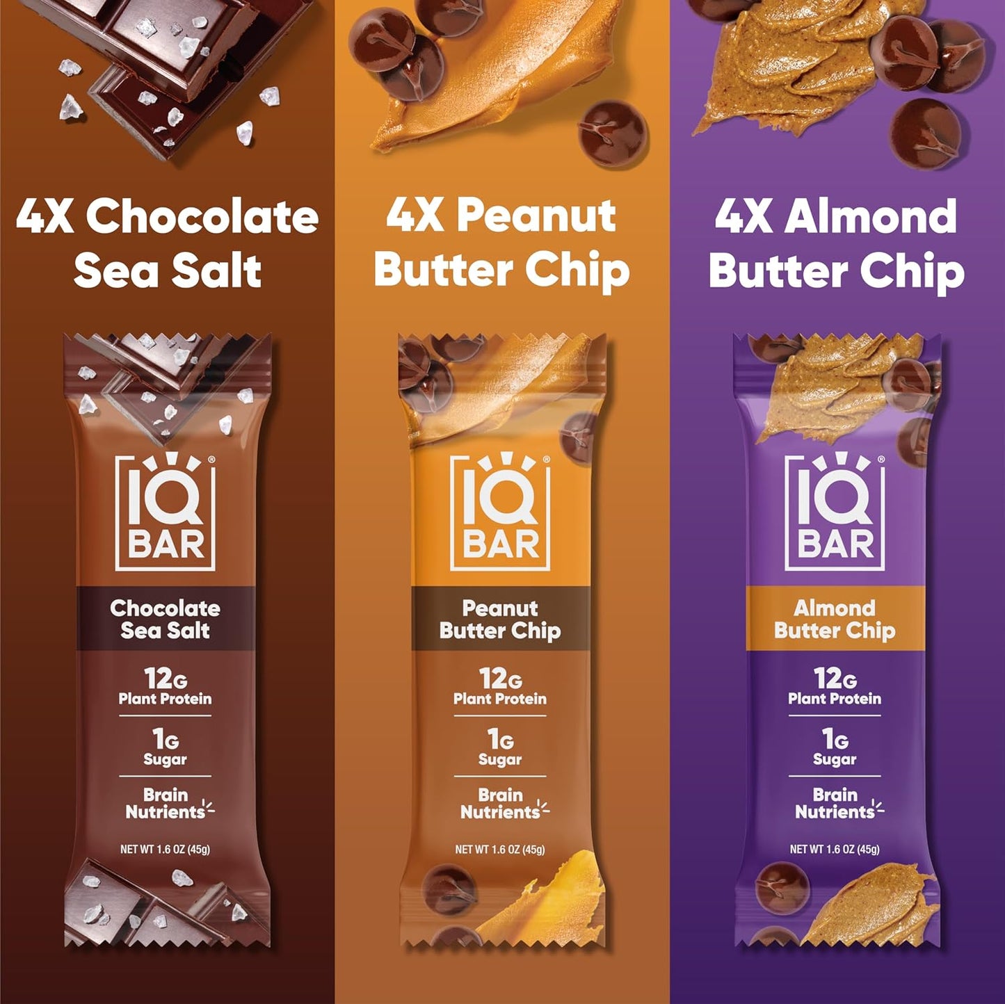 IQBAR Clean Protein Bars, Low Sugar Keto, Chocolate Variety Pack 12-Count
