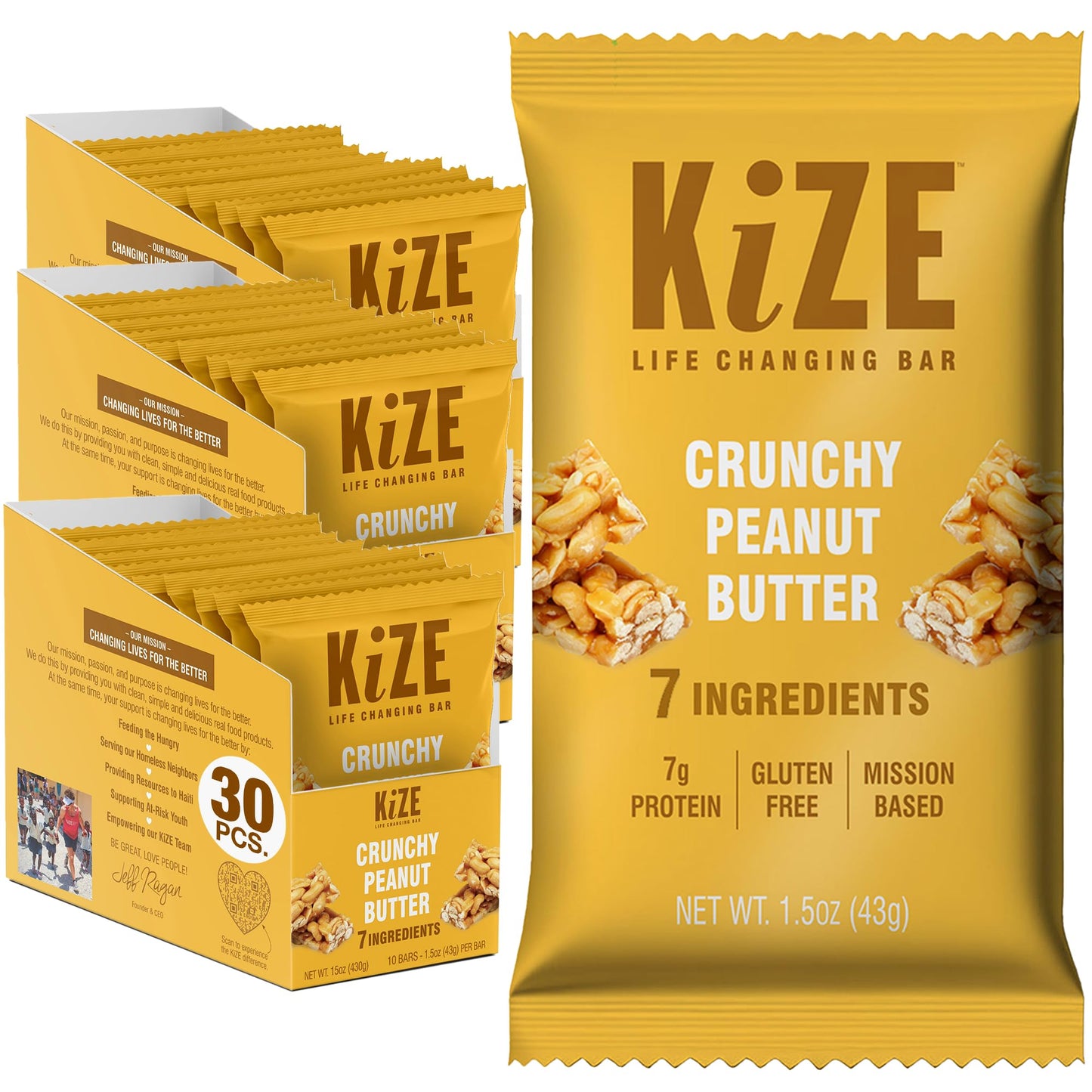KiZE Energy Bars - Best Sellers Variety Pack - 30-Count -Gluten Free, Dairy Free Options, Non-GMO, and High Protein Meal Replacement Energy Bars, Clean and Simple Food Ingredients - 7-10g High Protein Snacks (30 Count)
