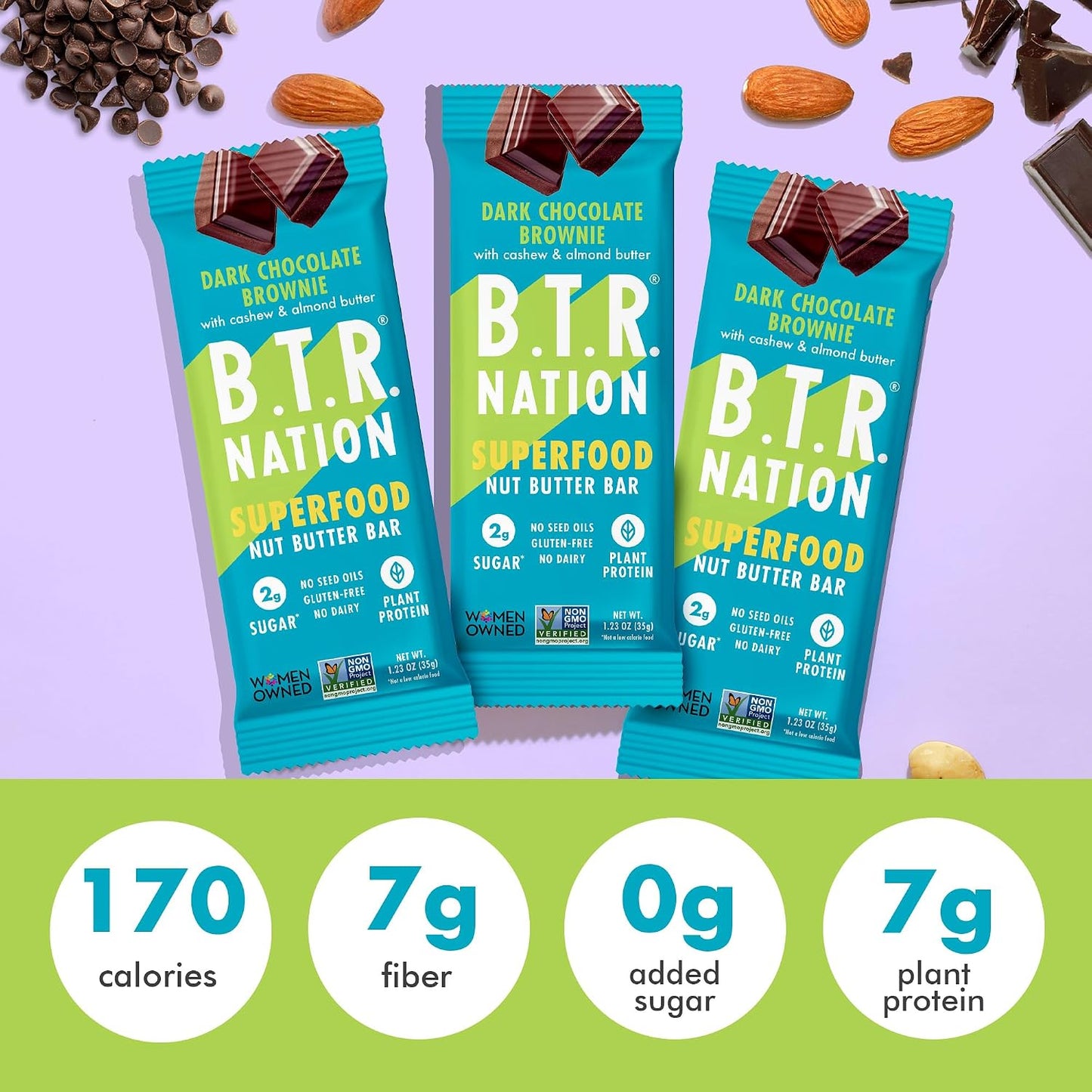 B.T.R Nation - Superfood Protein Bar Dark Chocolate - Vegan - 12 Bars