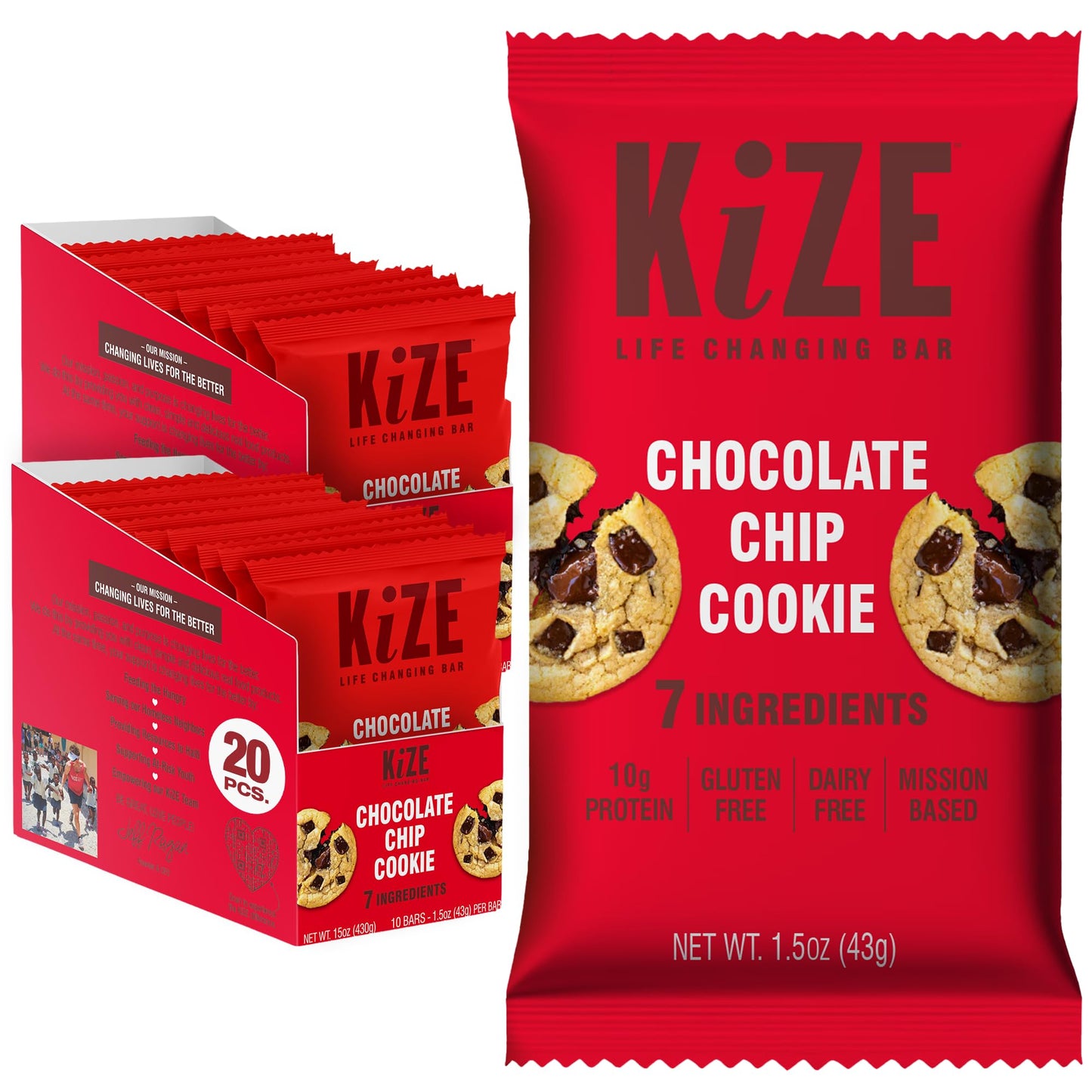 KiZE Energy Bars - Best Sellers Variety Pack - 30-Count -Gluten Free, Dairy Free Options, Non-GMO, and High Protein Meal Replacement Energy Bars, Clean and Simple Food Ingredients - 7-10g High Protein Snacks (30 Count)
