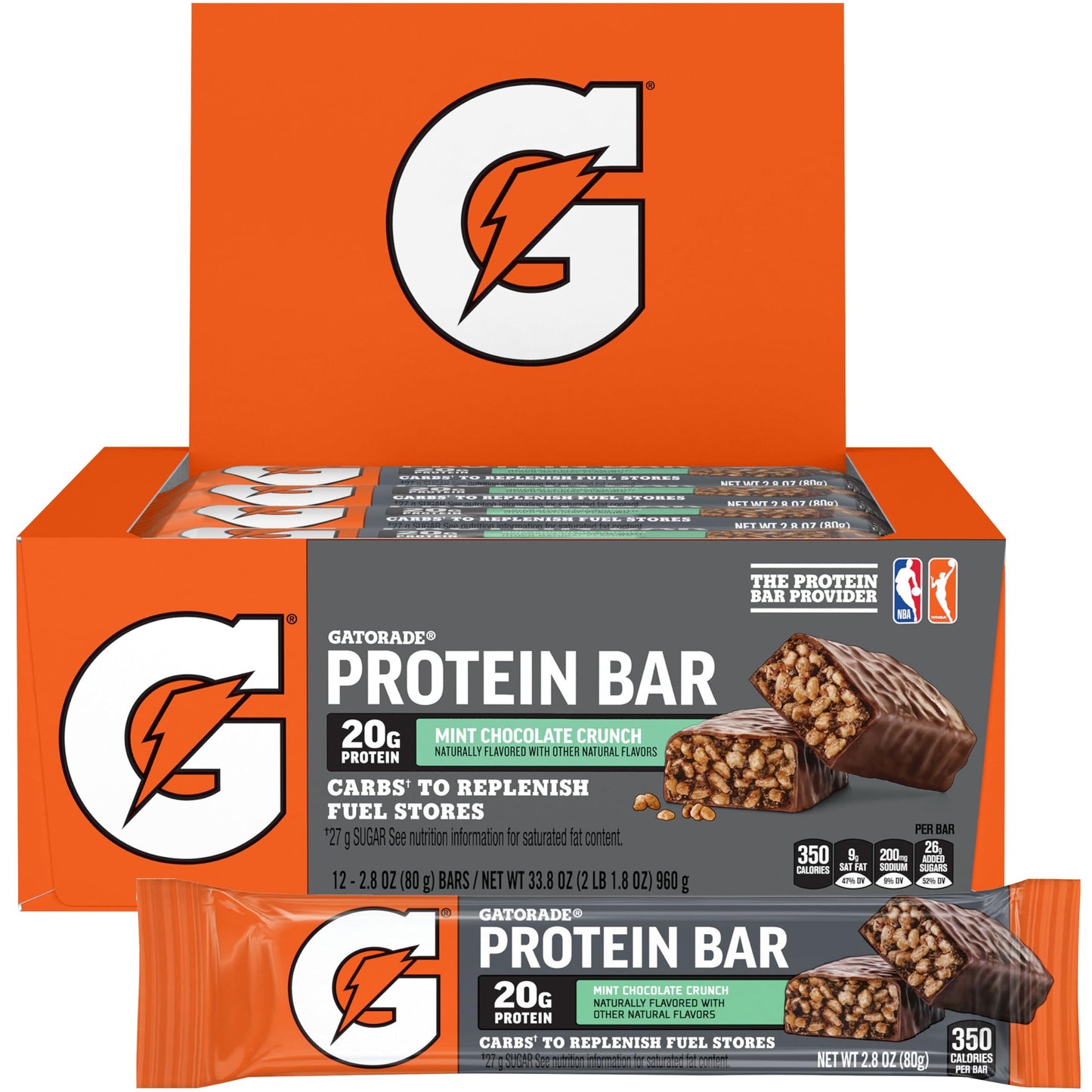 Gatorade Whey Protein Bars, Cookies & Crème, 2.8 oz bars (Pack of 12, 20g of protein per bar)