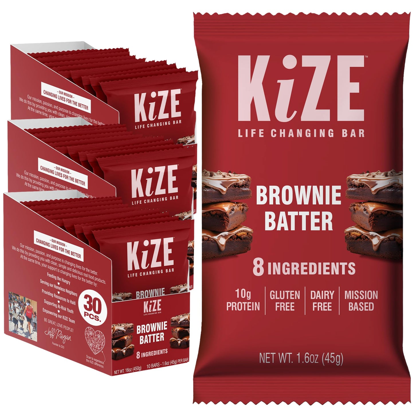KiZE Energy Bars - Best Sellers Variety Pack - 30-Count -Gluten Free, Dairy Free Options, Non-GMO, and High Protein Meal Replacement Energy Bars, Clean and Simple Food Ingredients - 7-10g High Protein Snacks (30 Count)