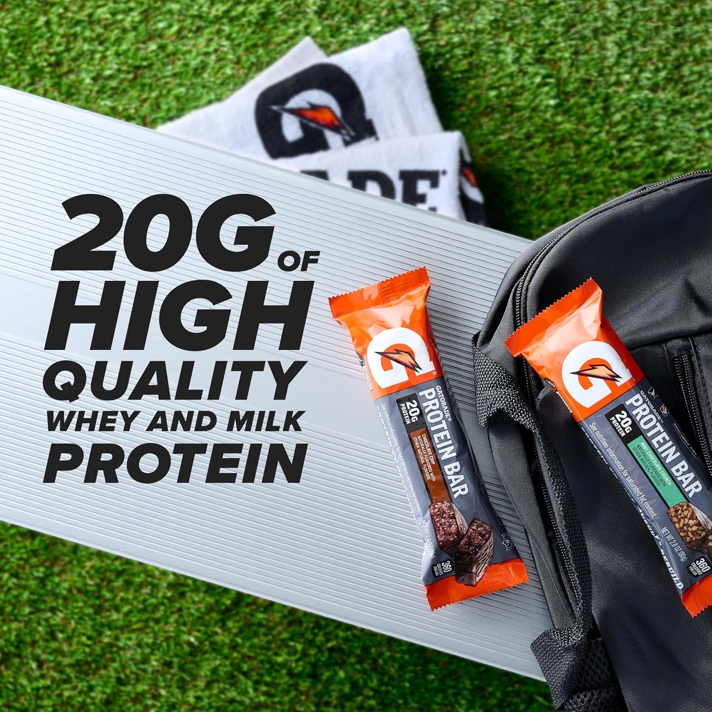 Gatorade Whey Protein Bars, Cookies & Crème, 2.8 oz bars (Pack of 12, 20g of protein per bar)