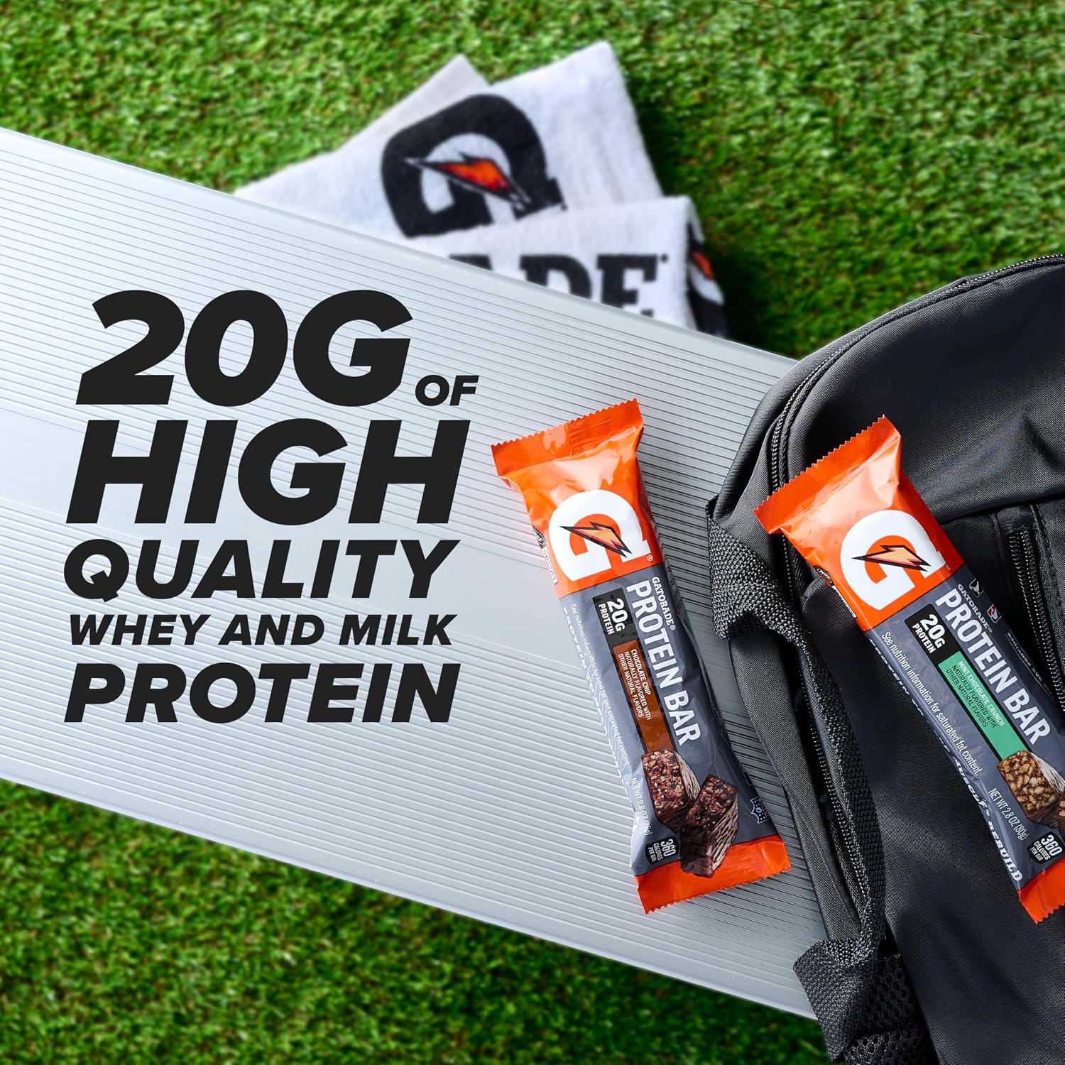 Gatorade Whey Protein Bars, Cookies & Crème, 2.8 oz bars (Pack of 12, 20g of protein per bar)